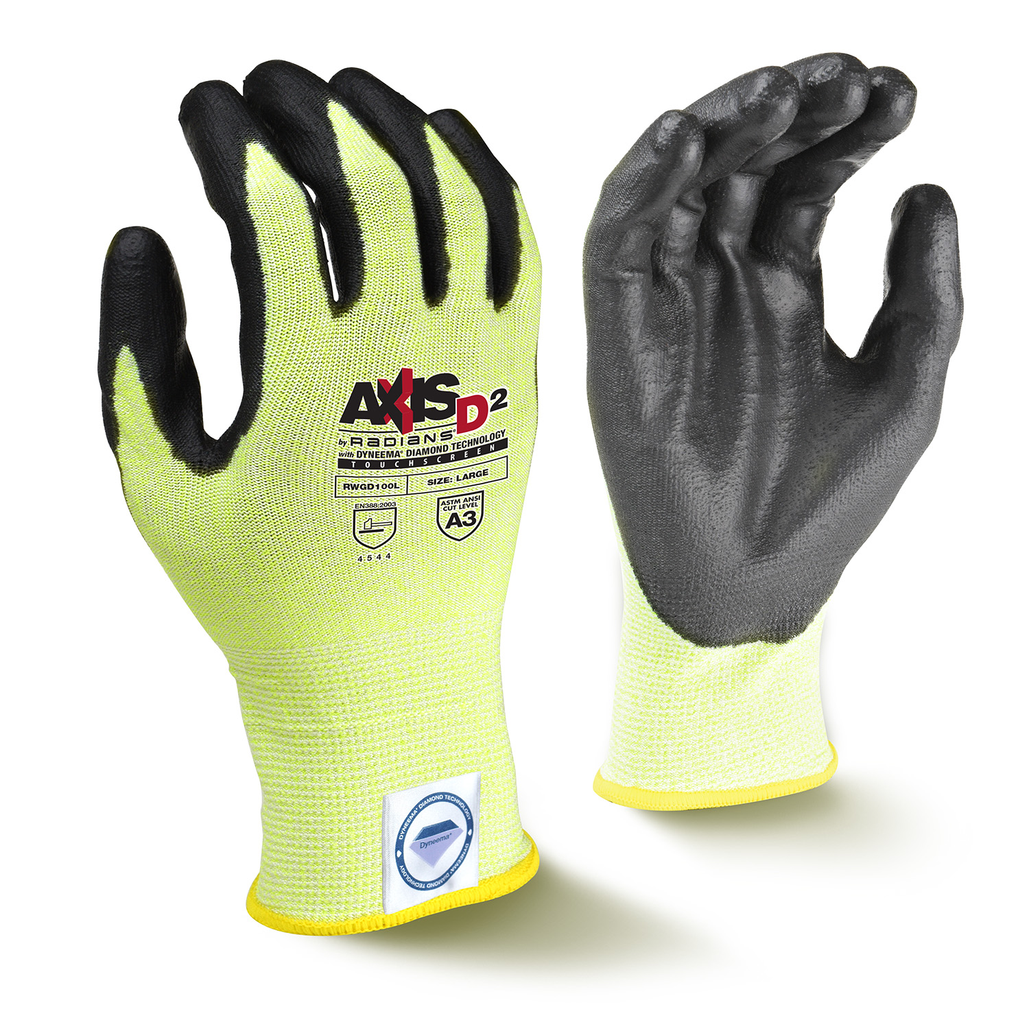 RWGD100 AXIS D2™ Dyneema® Cut Protection Level A3 Touchscreen Glove - Size L - Cut Resistant